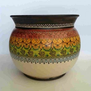 Porta vaso in ceramica: decoro etnico